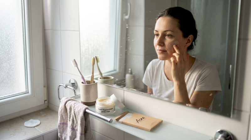 O femeie folosește un tratament cosmetic cu microace pe ten.