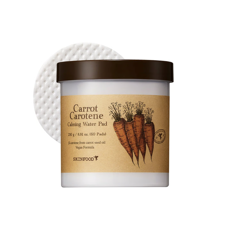 Paduri Calmante cu Extract de Caroten pentru un Ten Revitalizat – SKINFOOD Carrot Carotene Calming Water Pad, 60 buc